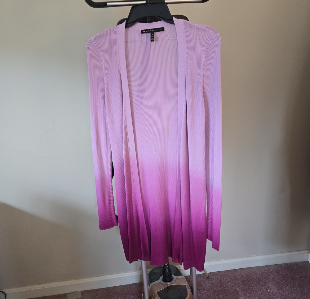 White House Black Market Pink to Magenta Ombre Open Front Cardigan